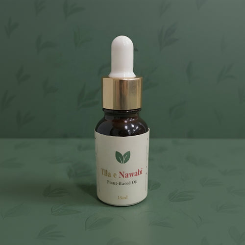 Tila-e-Nawabi herbal oil by Mr Organics for men’s vitality and stamina support, organic plant-based formula in premium packaging.